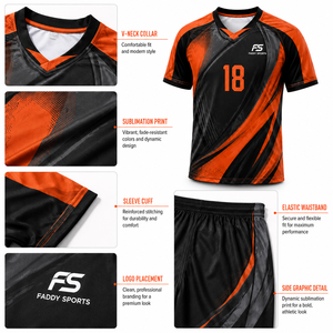 Ensemble d'uniformes de football personnalisés sublimés, maillot de football respirant pour équipe, kit de sport à séchage rapide pour hommes, adultes et enfants - Product Image 4