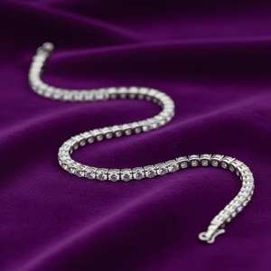 Pulsera de tenis de moissanita de plata de ley 925 hecha a mano con eslabones brillantes, joyería de gema de abril, regalo para mujer - Product Image 2