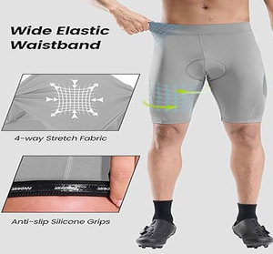 Shorts de cyclisme noirs pour hommes en Spandex et Nylon, respirants, anti-transpiration, séchage rapide, extensibles dans quatre directions, shorts de sport - Product Image 6