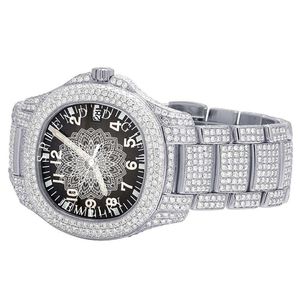 Elegante Reloj de Lujo para Hombre con Cristal de Zafiro y Moissanita Plateada, Movimiento ETA, Caja de Reloj de Cuarzo Analógico, Resistente al Agua 10m, con Pedrería - Product Image 6