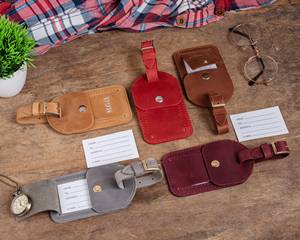 Personalized Genuine Leather Luggage Tags Travel Bag Tags Privacy Flap Suitcase <b>Name</b> <b>Labels</b> Custom Foil LMP-0293 - Product Image 5