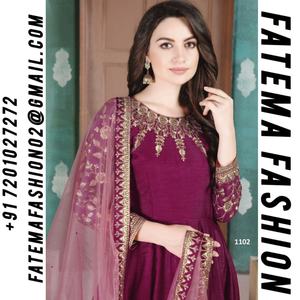 Fatema moda señoras rojo Georgette bordado Saree secuencia trabajo Kurti con Dupatta algodón vestido de fiesta - Product Image 2