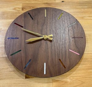Hand Crafted Mid-Century <b>Round</b> Acacia Wood Clock For Living Room - Product Image 6