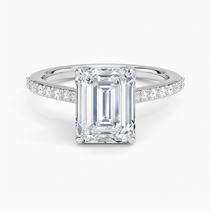 แหวน BOJ รุ่น 064 ทรง Emerald Cut เงินแท้ 925 ประดับเพชร Elodie Cathedral 2 กะรัต สี D ความสะอาด VVS1 มอยส์ซาไนต์ รับรองโดย GRA ราคาถูก ขายดี - Product Image 1