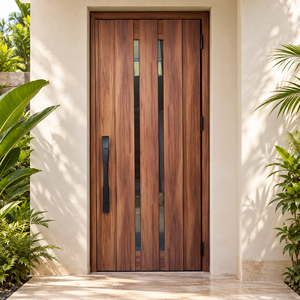 Puerta de Entrada Abatible de Madera Sólida GA-10G Malasia con Vidrio para Apartamento y Villa - Product Image 5