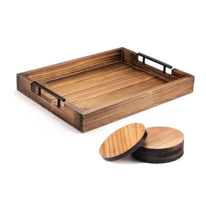 Plateau de service rectangulaire en bois de style moderne avec poignées, design minimaliste, matériau solide et durable pour la salle à manger, plateau fait main - Product Image 3