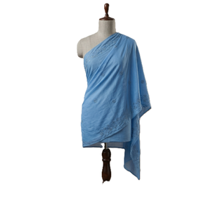Women Embroidered Cotton <b>Shawl</b> Floral Pattern Blue Lightweight Soft Daily Wear Elegant Hijab <b>Wrap</b> - Product Image 3