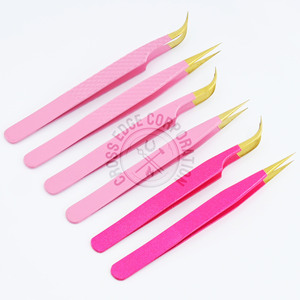 Pince à épiler à pointe en fibre de meilleure qualité pince à épiler à volume en acier inoxydable 45 75 pince à épiler à 90 degrés pour extensions de cils - Product Image 6