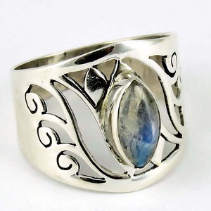 Bagues en argent sterling 925 ultra modernes avec pierre de lune arc-en-ciel, bijoux en argent en gros, bijoux en argent 925 - Product Image 3