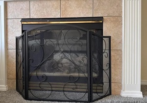 Protector de Chimenea Metálico con Diseño de Rejilla Windsor, de Tres Paneles Plegables, Malla Protectora Contra Chispas, Resistente - Product Image 6