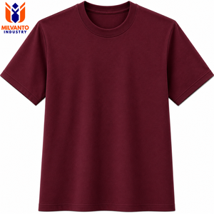 2026 Premium Burgundy Men's Heavyweight T-<b>Shirt</b> | 300 GSM 100% Combed Cotton | Custom Logo Breathable Short Sleeve T-<b>shirt</b> - Product Image 1