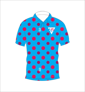 Camisa Polo de Hombre Azul y Rosa con Puntos, Sublimación Personalizada, Manga Corta, Verano, Casual, Transpirable, Ligera, para Golf - Product Image 1