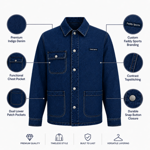 Vintage Men's Dark Blue Denim <b>Jacket</b> Classic Workwear <b>Chore</b> Coat Loose Fit Multi-pocket Casual Jean <b>Jacket</b> for Men Streetwear - Product Image 5