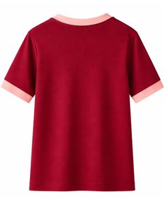 Red Women Lounge Set Contrast <b>Trim</b> Short Sleeve T Shirt & Shorts Casual Summer Two Piece Outfit Soft Breathable Cotton Blend Set - Product Image 6