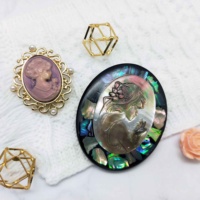 Broche camée en coquille d'ormeau classique Vintage pour fille et femme, bijoux de mode