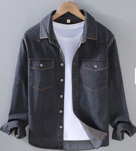 Chemises en jean pour hommes LUXE ATTIRE INDUSTRY - 100% coton, séchage rapide, décontractées, manches longues, coupe classique, boutons recouverts, motif uni - Product Image 3