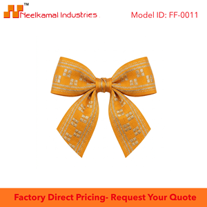 Neelkamal Industries 25mm Bright Orange Gold Thread Pattern <b>Ribbon</b> Metallic Fabric Trim for Event Styling Accessories - Product Image 5