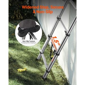 Scala Telescopica Leggera in Acciaio Inox da 2,6 m con Sistema di Retrazione a Pulsanti Multipli, Capacità 150 kg, Pieghevole - Product Image 3