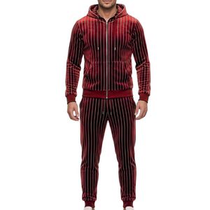 Velvet Tracksuit Men Jogging Suit Velour Full <b>Zip</b> <b>Hooded</b> Sweatsuit Two Piece Set Luxury Loungewear Winter Training Sports Suit - Product Image 1