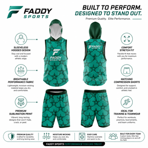 Tenue de football 7v7 personnalisée par sublimation : Maillot à capuche sans manches et short à séchage rapide pour l'entraînement des équipes de flag football jeunesse - Product Image 5