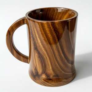Mug en teck fait main, style rustique balinais, tasse à café écologique, vaisselle artisanale, mug à boire en bois poli fait main, style viking - Product Image 2