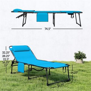 Sedia a Sdraio Pieghevole Blu per Uso Esterno e Spiaggia, Comoda Sedia da Sole - Product Image 6