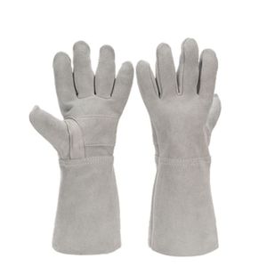 Gants de soudage en cuir croûte blanc, résistants à la chaleur et à l'huile, à manchette longue, pour travaux de construction, industriels et mécaniques - Product Image 1