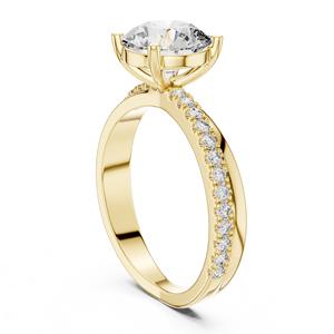 Anillo Solitario con Diamante Natural Certificado por IGI, Corte Brillante |   Anillo de Compromiso para Mujer con Banda Pavé Chapada en Rodio de Oro Sólido de 18k - Product Image 4