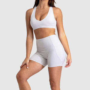 Ensemble de vêtements de sport pour femmes, haut court à manches courtes et short de course taille haute, tenues de yoga sans couture, ensemble short de yoga et de course - Product Image 6
