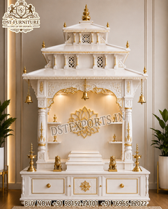 Mandir de Madera de Teca Sólida Hecho a Mano de Gran Tamaño, Moderno, de Lujo, Impermeable, Plegable, Multifuncional, Personalizable, Tamaño USA - Product Image 4