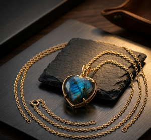 Collar con Colgante de Corazón de Labradorita Natural de 16 Pulgadas, Plata de Ley 925, Chapado en Oro de 18K, Collar para Uso Diario - Product Image 4