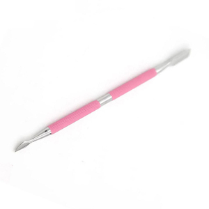 Professional Stainless Steel Square Dual Ended Cuticle Pusher Metal <b>Remover</b> Reusable <b>Tool</b> Pink Non-Slip Textured Grip Handle - Product Image 2