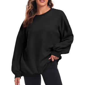 Sudadera Vintage Oversize para Mujer con Cuello Redondo, Diseño de Letras, Hombros Caídos, Manga Larga, Tejido de Algodón Ecológico, Color Negro, Otoño - Product Image 6