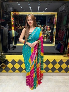 Trending Green Digital Printed Saree With Embroidery Women's Traditional Party Wear Regular Fit India Pakistan Style - Product Image 1