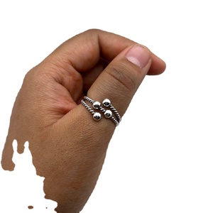 Triple Ball Natural <b>Statement</b> <b>Ring</b> 925 Sterling Silver Handmade Vintage Claw Setting GTC Certified Unisex Children's Gift - Product Image 1
