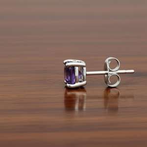 Pendientes de Amatista con Corte Cojín, Piedra de Nacimiento de Febrero, Plata de Ley 925, Chapado en Oro de 14K, Regalo de Joyería - Product Image 2