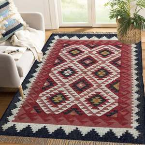 Tapis Dhurrie en laine et jute 4x6 élégant et fonctionnel Tapis artisanaux avec élégance terreuse durable - Product Image 1