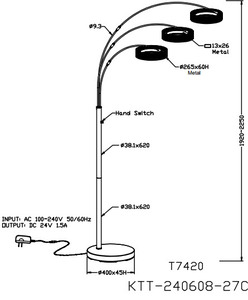 LED 100-240V Indoor Metal 1920~2250MM Vietnam IP20 Lumetal AC Power High Brightness Light Yellow Cylindrical Floor Fishing Lamp - Product Image 2