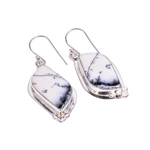 Boucles d'oreilles en argent 925 Dendrite opale pour femmes, bijoux faits à la main en argent sterling en vrac, boucles d'oreilles en argent fin - Product Image 1