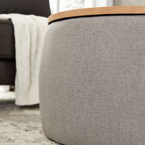 Pouf Contenitore Rotondo Grigio 2 in 1 65x65x37 cm - Tavolino Funzionale e Pouf - Product Image 2