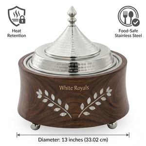 Olla de madera de lujo para calentar comida, calentador de alimentos de acero inoxidable, buffet de comida para Ramadán, Majlis, utensilios de cocina del Golfo, juego de platos. - Product Image 5