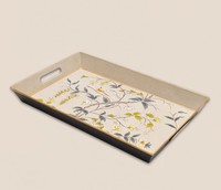 Plateau de service rectangulaire en bois émaillé fait main, coloré, contemporain, imprimé floral, personnalisable, résistant au lave-vaisselle
