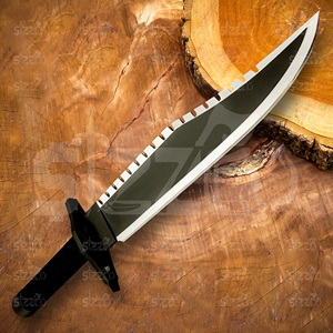 Couteau de survie Bowie de style Rambo 2 en acier D2 fait main sur mesure, couteau à lame fixe pour la chasse et le camping avec étui en cuir - Product Image 3