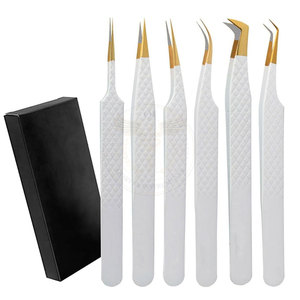 High Stainless Steel Lash Tweezers Professional Eyelash Beauty <b>Tool</b> Precision Lash Applicator Serrated Tip Durable for Online - Product Image 1