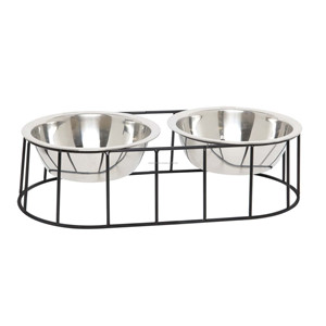 Cuencos de comida con soporte, tazón doble elevado y soporte para gatos y perros pequeños, Soporte de alambre de Metal negro - Product Image 6