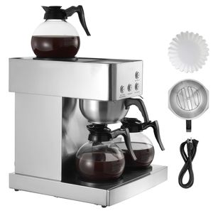 Macchina da Caffè Commerciale a Goccia da 12 Tazze con 4 Caraffe in Vetro e Piastre Riscaldanti per Decanter in Acciaio Inossidabile, Spina UK - per Hotel - Product Image 1