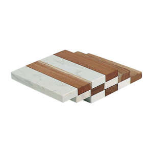 Juego de Posavasos Rectangulares de Piedra con Diseño Estampado Marrón, Estilo Vintage, Antideslizantes - Product Image 3