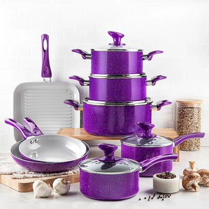 Professional Non Stick <b>Cookware</b> Set Including Deep Fry Pans Sauce Pots Stock Pots And Glass Lids Durable Aluminum Body - Product Image 5