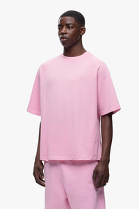 Camiseta de Algodón Rosa Extra Grande para Hombre, Cuello Redondo, Manga Corta, Color Sólido, Corte Casual - Product Image 2