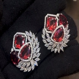 Pretty Premium Quality 92.5 Pure Hallmark <b>Silver</b> A+++ CZ Zirconia Doublet <b>Silver</b> Hallmark Big Tops For Women Wear Collection - Product Image 1
